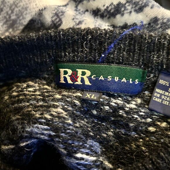 Vintage R&R Casuals Fair Isle Shetland Wool Sweater XL - Picture 4 of 7